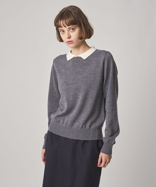 Steven Alan(スティーブンアラン)の「<Steven Alan>ウール ミックス ポロカラー ニット(ニット/セーター・レディース・ベージュ/グレー系・FREE)」の2枚目の写真