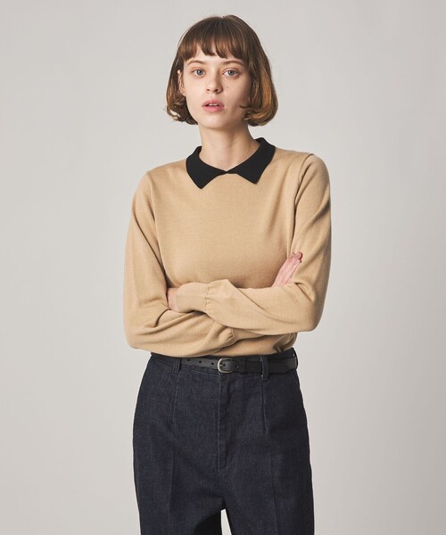 Steven Alan(スティーブンアラン)の「<Steven Alan>ウール ミックス ポロカラー ニット(ニット/セーター・レディース・ベージュ/グレー系・FREE)」の1枚目の写真