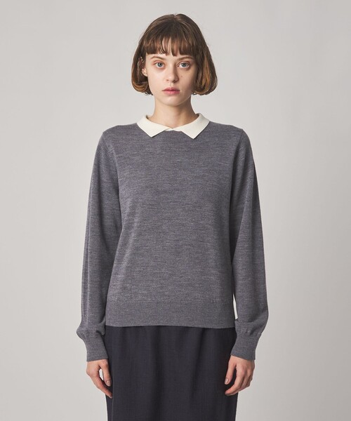 Steven Alan(スティーブンアラン)の「<Steven Alan>ウール ミックス ポロカラー ニット(ニット/セーター・レディース・ベージュ/グレー系・FREE)」の4枚目の写真