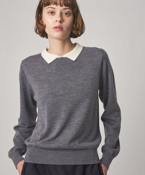 Steven Alan(スティーブンアラン)の「<Steven Alan>ウール ミックス ポロカラー ニット(ニット/セーター・レディース・ベージュ/グレー系・FREE)」の7枚目の写真