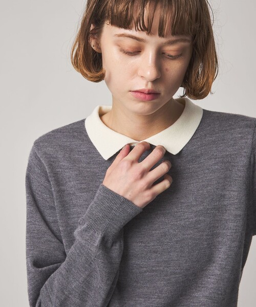 Steven Alan(スティーブンアラン)の「<Steven Alan>ウール ミックス ポロカラー ニット(ニット/セーター・レディース・ベージュ/グレー系・FREE)」の8枚目の写真