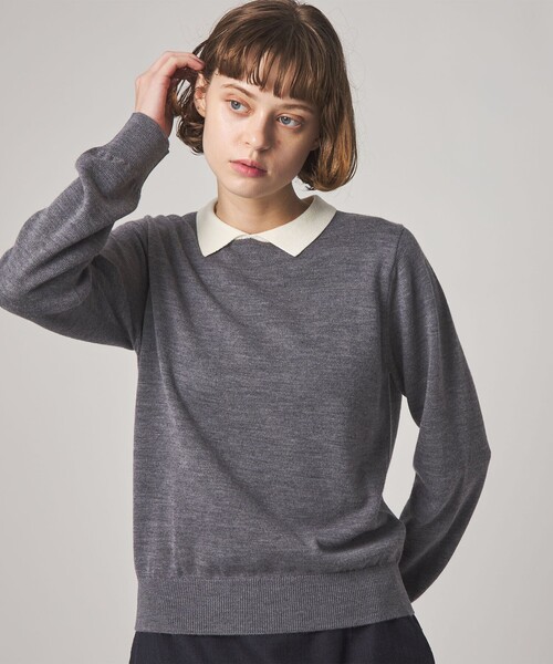 Steven Alan(スティーブンアラン)の「<Steven Alan>ウール ミックス ポロカラー ニット(ニット/セーター・レディース・ベージュ/グレー系・FREE)」の10枚目の写真