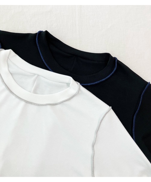 Q(キュー)の「レース切替カットソー(Tシャツ/カットソー・レディース・ブラック/オフホワイト・MEDIUM)」の10枚目の写真