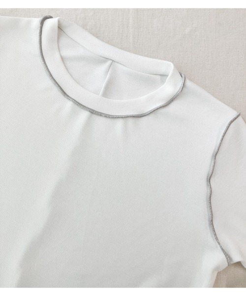 Q(キュー)の「レース切替カットソー(Tシャツ/カットソー・レディース・ブラック/オフホワイト・MEDIUM)」の12枚目の写真