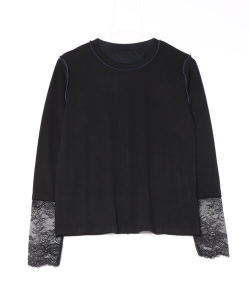 Q(キュー)の「レース切替カットソー(Tシャツ/カットソー・レディース・ブラック/オフホワイト・MEDIUM)」の14枚目の写真
