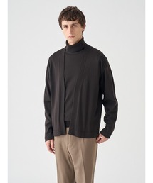 ［UNISEX］ノーカラーボタンレス長袖ニットカーディガン