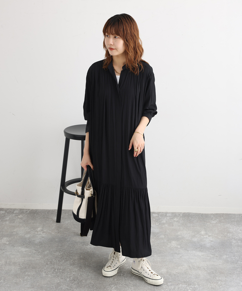 journal standard L'essage（ジャーナルスタンダードレサージュ）の「SIDOGRASストライプ/デシンマキシワンピース（ワンピース・レディース・ブラック系その他/ブラック・FREE）」の14枚目の写真