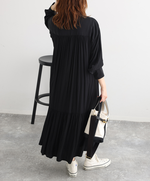 journal standard L'essage（ジャーナルスタンダードレサージュ）の「SIDOGRASストライプ/デシンマキシワンピース（ワンピース・レディース・ブラック系その他/ブラック・FREE）」の16枚目の写真