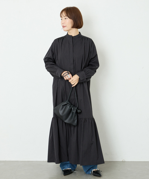 journal standard L'essage（ジャーナルスタンダードレサージュ）の「SIDOGRASストライプ/デシンマキシワンピース（ワンピース・レディース・ブラック系その他/ブラック・FREE）」の20枚目の写真