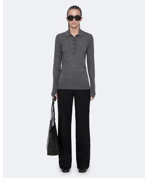 ALLSAINTS（オールセインツ）の「MARTEL MERINO WOOL KNITTED POLO SHIRT | MARTEL メリノ ウール ニット ポロ シャツ（ポロシャツ・レディース・グレー系その他・L/XS/S/M）」の2枚目の写真