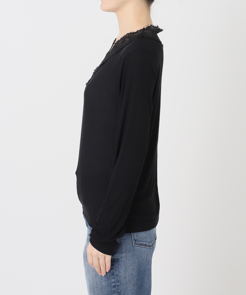 Spick & Span(スピックアンドスパン)の「レースドッキングVネックインナー(Tシャツ/カットソー・レディース・ブラック/ホワイト・FREE)」の20枚目の写真