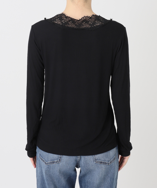 Spick & Span(スピックアンドスパン)の「レースドッキングVネックインナー(Tシャツ/カットソー・レディース・ブラック/ホワイト・FREE)」の21枚目の写真