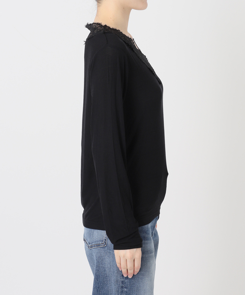 Spick & Span(スピックアンドスパン)の「レースドッキングVネックインナー(Tシャツ/カットソー・レディース・ブラック/ホワイト・FREE)」の22枚目の写真