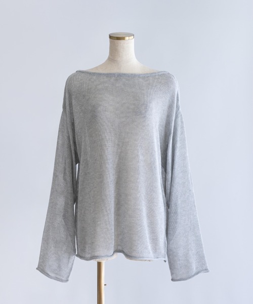 EN NEUME(エンノイム)の「Boat Neck Knit(ニット/セーター・レディース・ブラック/グレー/オフホワイト・FREE)」の1枚目の写真