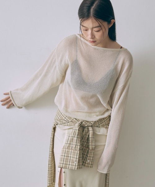EN NEUME(エンノイム)の「Boat Neck Knit(ニット/セーター・レディース・ブラック/グレー/オフホワイト・FREE)」の10枚目の写真