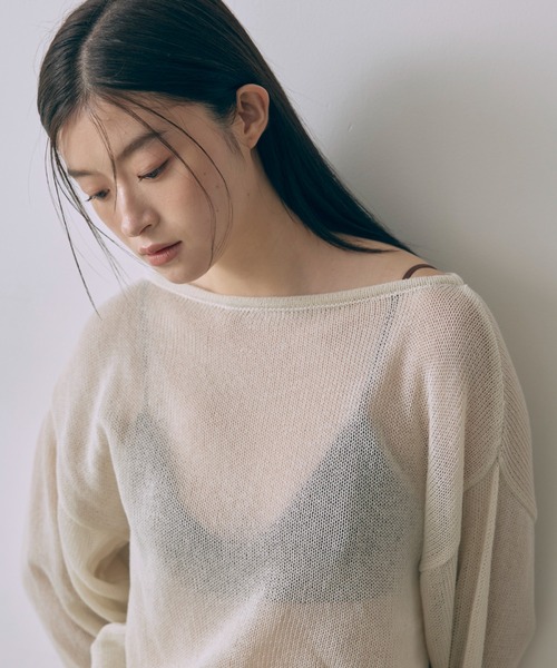 EN NEUME(エンノイム)の「Boat Neck Knit(ニット/セーター・レディース・ブラック/グレー/オフホワイト・FREE)」の11枚目の写真