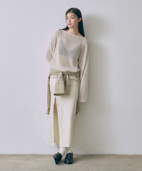 EN NEUME(エンノイム)の「Boat Neck Knit(ニット/セーター・レディース・ブラック/グレー/オフホワイト・FREE)」の14枚目の写真