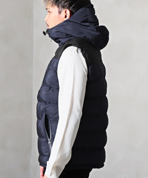 LUXSTYLE(ラグスタイル)の「ダウン混シームレスベスト(ダウンベスト・メンズ・ネイビー・M/S)」の14枚目の写真