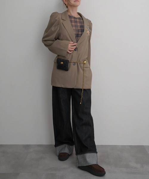 Rashik(ラシク)の「【Rashik】パワショルバックスリットジャケット(テーラードジャケット・レディース・カーキ/チャコール・FREE)」の10枚目の写真