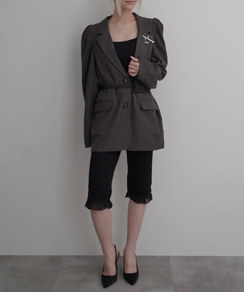 Rashik(ラシク)の「【Rashik】パワショルバックスリットジャケット(テーラードジャケット・レディース・カーキ/チャコール・FREE)」の11枚目の写真