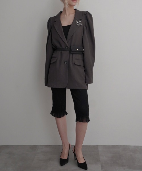 Rashik(ラシク)の「【Rashik】パワショルバックスリットジャケット(テーラードジャケット・レディース・カーキ/チャコール・FREE)」の12枚目の写真