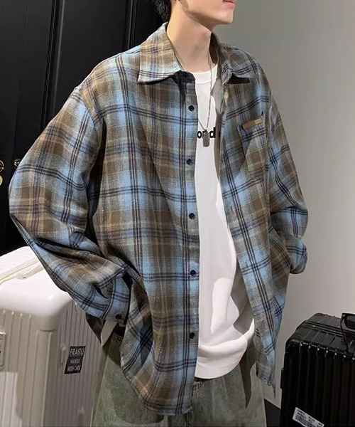 Ressaca(レサーカ)の「オーバーサイズチェック柄シャツ(シャツ/ブラウス・メンズ・ブラウン/グリーン・L/M)」の2枚目の写真
