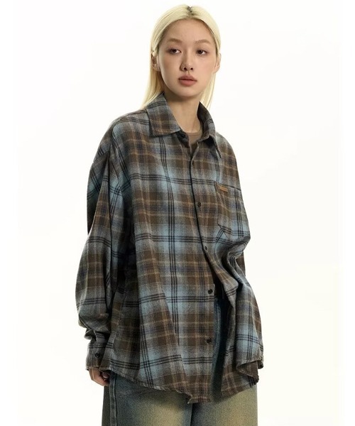 Ressaca(レサーカ)の「オーバーサイズチェック柄シャツ(シャツ/ブラウス・メンズ・ブラウン/グリーン・L/M)」の6枚目の写真