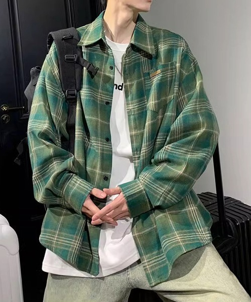 Ressaca(レサーカ)の「オーバーサイズチェック柄シャツ(シャツ/ブラウス・メンズ・ブラウン/グリーン・L/M)」の9枚目の写真