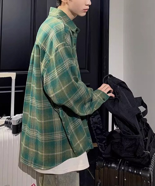 Ressaca(レサーカ)の「オーバーサイズチェック柄シャツ(シャツ/ブラウス・メンズ・ブラウン/グリーン・L/M)」の10枚目の写真