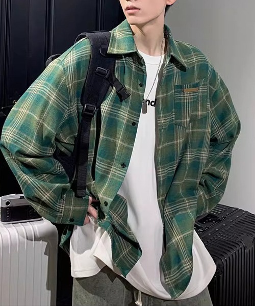 Ressaca(レサーカ)の「オーバーサイズチェック柄シャツ(シャツ/ブラウス・メンズ・ブラウン/グリーン・L/M)」の11枚目の写真