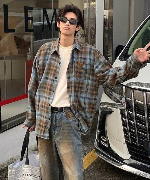 Ressaca(レサーカ)の「オーバーサイズチェック柄シャツ(シャツ/ブラウス・メンズ・ブラウン/グリーン・L/M)」の15枚目の写真