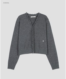 (CD-2278)FRINGE TWEED KNIT CARDIGAN
