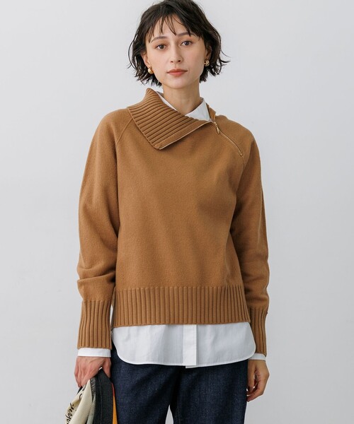 23区(ニジュウサンク)の「ボイルドウールコンビ ジップデザイン ニット(ニット/セーター・レディース・レッド系/ベージュ系/黄土色系/サックスブルー系/ネイビー系/グレー系・38)」の3枚目の写真
