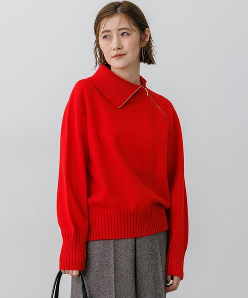 23区(ニジュウサンク)の「ボイルドウールコンビ ジップデザイン ニット(ニット/セーター・レディース・レッド系/ベージュ系/黄土色系/サックスブルー系/ネイビー系/グレー系・38)」の6枚目の写真