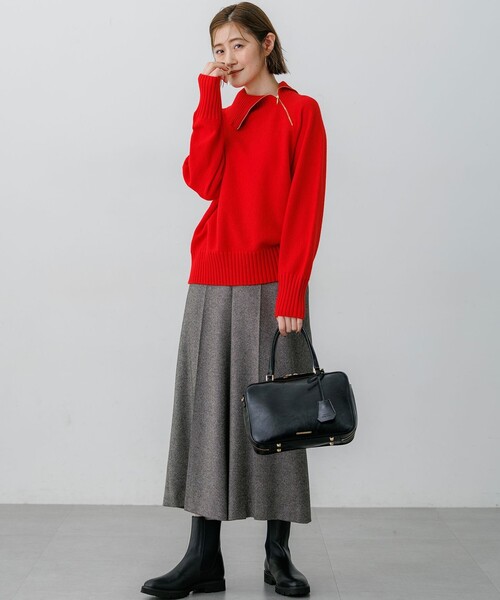 23区(ニジュウサンク)の「ボイルドウールコンビ ジップデザイン ニット(ニット/セーター・レディース・レッド系/ベージュ系/黄土色系/サックスブルー系/ネイビー系/グレー系・38)」の11枚目の写真