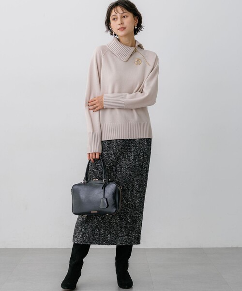 23区(ニジュウサンク)の「ボイルドウールコンビ ジップデザイン ニット(ニット/セーター・レディース・レッド系/ベージュ系/黄土色系/サックスブルー系/ネイビー系/グレー系・38)」の12枚目の写真