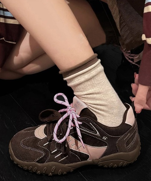 Miniministore（ミニミニストア）の「スエード調厚底スニーカー ダブルレース靴（スニーカー・レディース・キャメル/アイボリー/ブラウン・24.0cm/23.0cm/22.5cm/24.5cm/23.5cm）」の10枚目の写真
