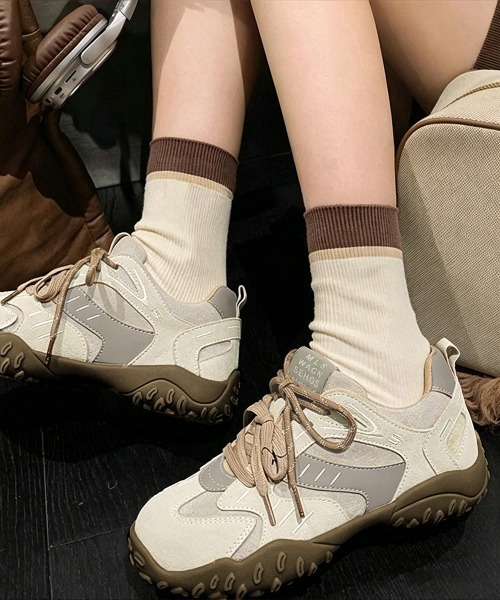 Miniministore（ミニミニストア）の「スエード調厚底スニーカー ダブルレース靴（スニーカー・レディース・キャメル/アイボリー/ブラウン・24.0cm/23.0cm/22.5cm/24.5cm/23.5cm）」の13枚目の写真
