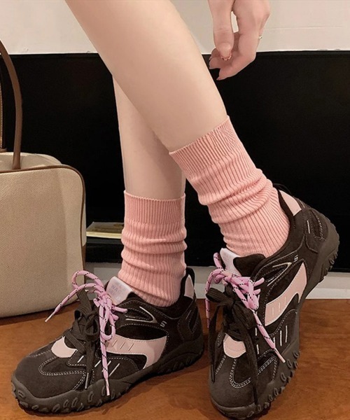 Miniministore（ミニミニストア）の「スエード調厚底スニーカー ダブルレース靴（スニーカー・レディース・キャメル/アイボリー/ブラウン・24.0cm/23.0cm/22.5cm/24.5cm/23.5cm）」の21枚目の写真