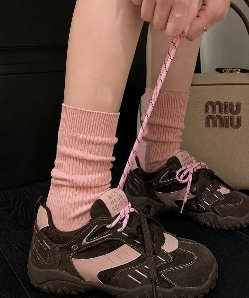 Miniministore（ミニミニストア）の「スエード調厚底スニーカー ダブルレース靴（スニーカー・レディース・キャメル/アイボリー/ブラウン・24.0cm/23.0cm/22.5cm/24.5cm/23.5cm）」の22枚目の写真