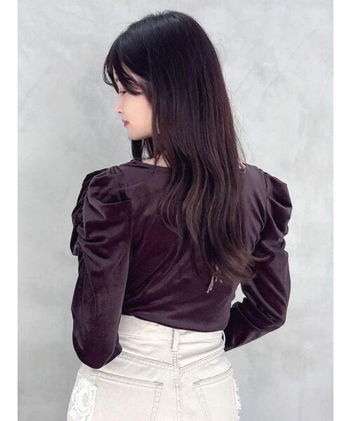 dazzlin（ダズリン）の「チョーカー付ドレープシアーベロアトップス（Tシャツ/カットソー・レディース・ブラウン/ブラック・FREE）」の19枚目の写真