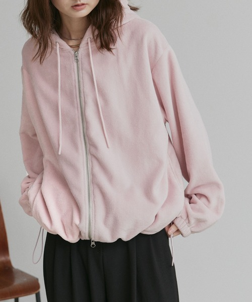 ad thie（アドティエ）の「オーバーサイズ フリース ダブルジップ パーカー（パーカー・レディース・チャコール/ピンク/ライトグレー/ベージュ/ブラウン・MEDIUM/LARGE）」の5枚目の写真