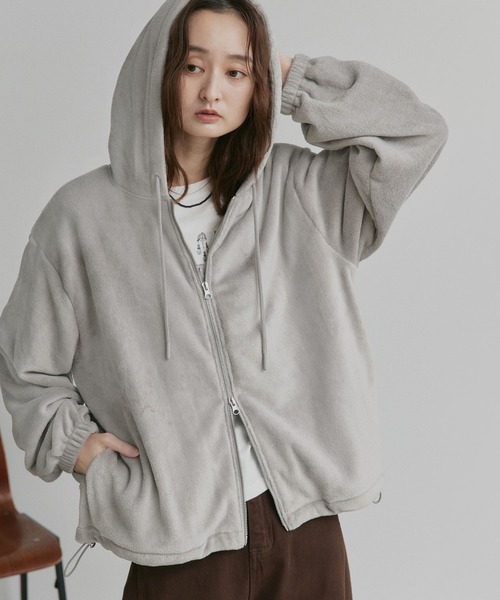 ad thie（アドティエ）の「オーバーサイズ フリース ダブルジップ パーカー（パーカー・レディース・チャコール/ピンク/ライトグレー/ベージュ/ブラウン・MEDIUM/LARGE）」の8枚目の写真