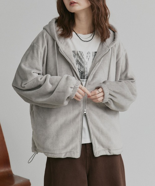 ad thie（アドティエ）の「オーバーサイズ フリース ダブルジップ パーカー（パーカー・レディース・チャコール/ピンク/ライトグレー/ベージュ/ブラウン・MEDIUM/LARGE）」の11枚目の写真