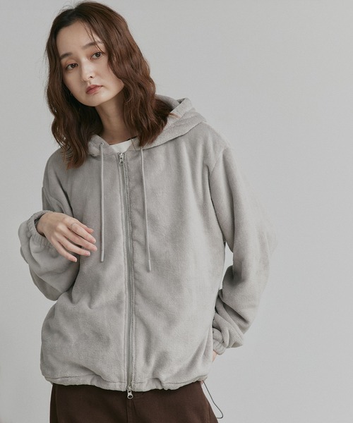 ad thie（アドティエ）の「オーバーサイズ フリース ダブルジップ パーカー（パーカー・レディース・チャコール/ピンク/ライトグレー/ベージュ/ブラウン・MEDIUM/LARGE）」の13枚目の写真