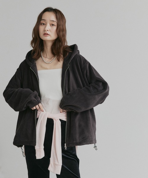 ad thie（アドティエ）の「オーバーサイズ フリース ダブルジップ パーカー（パーカー・レディース・チャコール/ピンク/ライトグレー/ベージュ/ブラウン・MEDIUM/LARGE）」の16枚目の写真