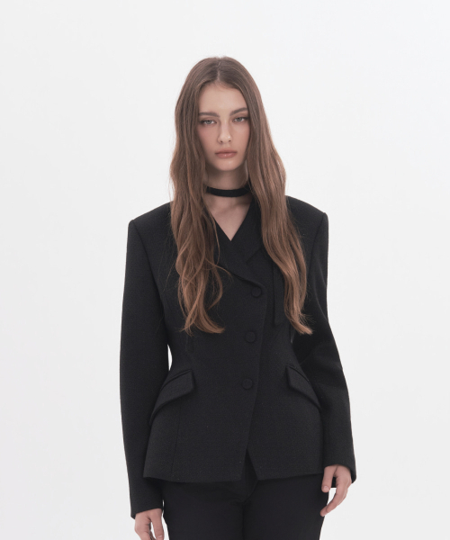 MAU SOLEUM(マウソレウム)の「Jane Tweed Tailored Fitted Jacket - Tweed Black(テーラードジャケット・レディース・ブラック・MEDIUM/SMALL)」の3枚目の写真