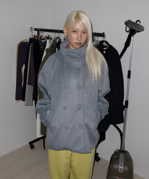 CHICKS（チックス）の「ハイヒールフーデッドレグランダブルヘアロールウールハーフコートクレイ（チェスターコート・レディース・その他・FREE）」の5枚目の写真