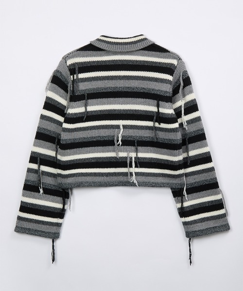 leinwande（ラインヴァンド）の「Multi Stripe Knitted Shirts / マルチストライプニットシャツ（カーディガン/ボレロ・レディース・MIX/Black・ONE SIZE）」の5枚目の写真