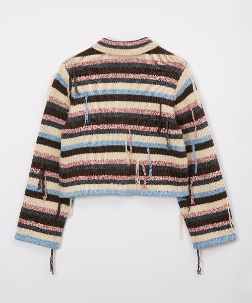 leinwande（ラインヴァンド）の「Multi Stripe Knitted Shirts / マルチストライプニットシャツ（カーディガン/ボレロ・レディース・MIX/Black・ONE SIZE）」の7枚目の写真